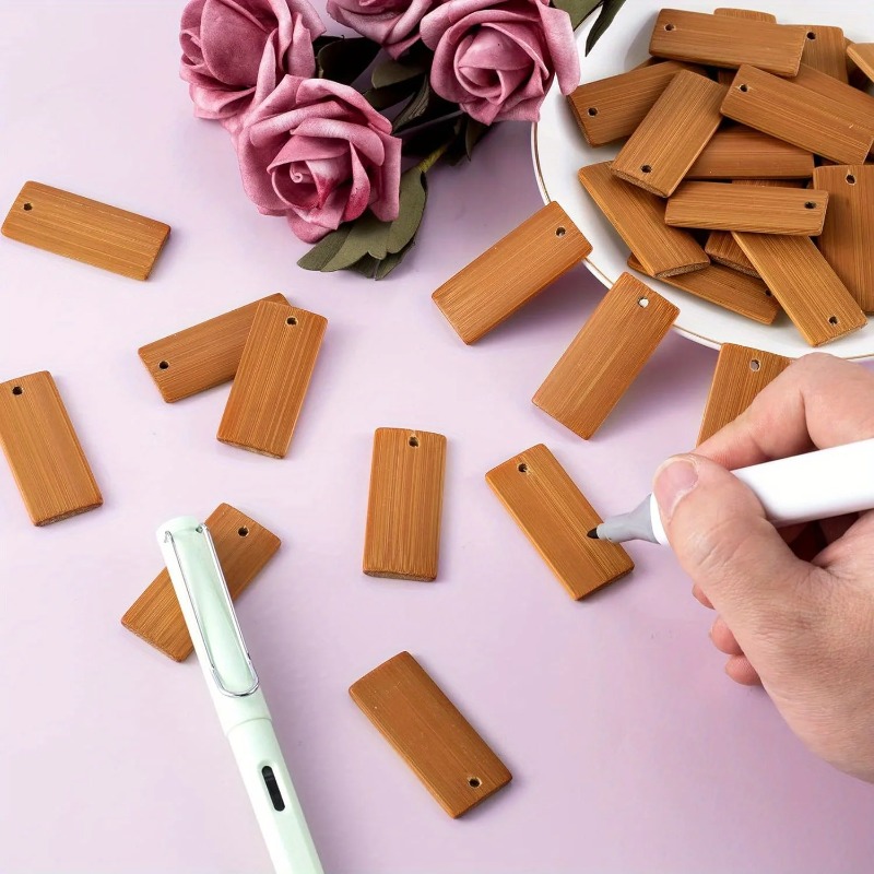 Wood Ring Blank - 100 Pièces d'Étiquettes Vierges en Bois