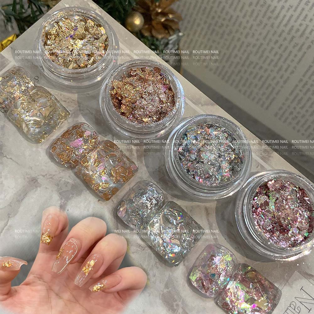 Gold Foil Flakes - 4 pièces/ensemble 3D or Rose argent