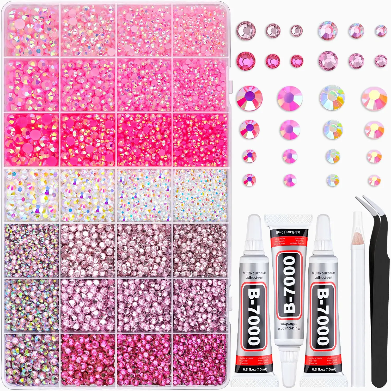 Resin Jewelry Kit - Kit de strass roses HOT-20000Pcs avec