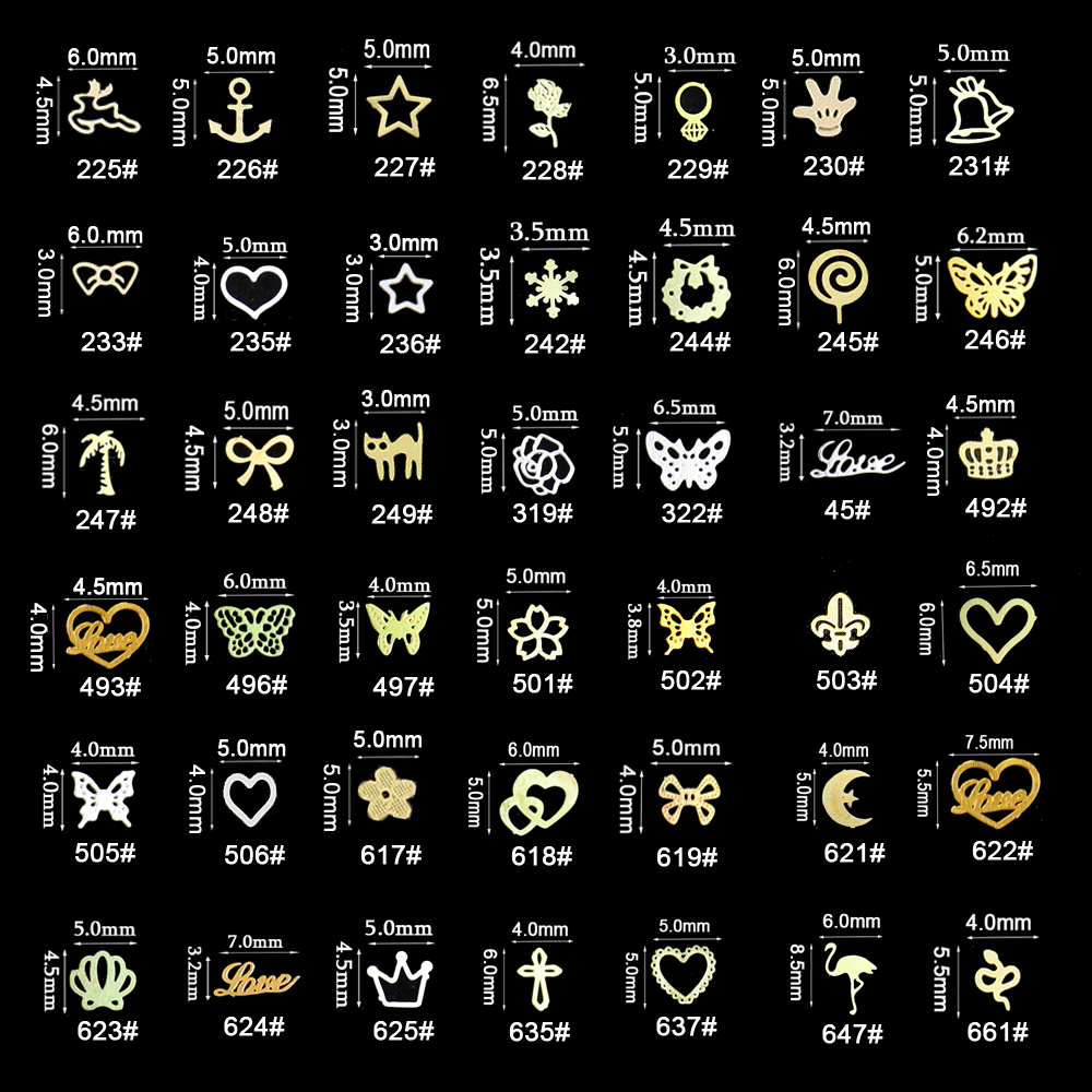 Gold Foil Flakes - Autocollants métalliques pour ongles, 100 pièces/sac,