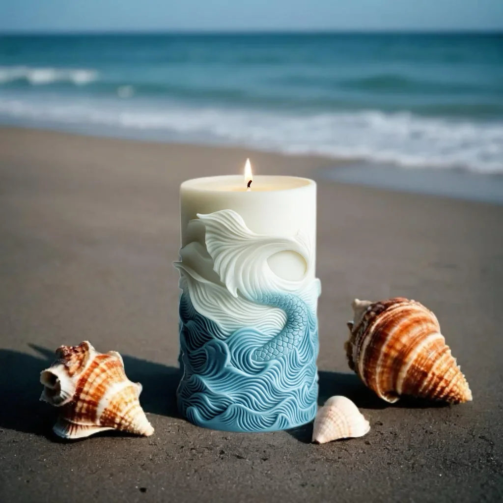 Resin Ocean Wave Mold - Moule à bougie cylindrique en mousse