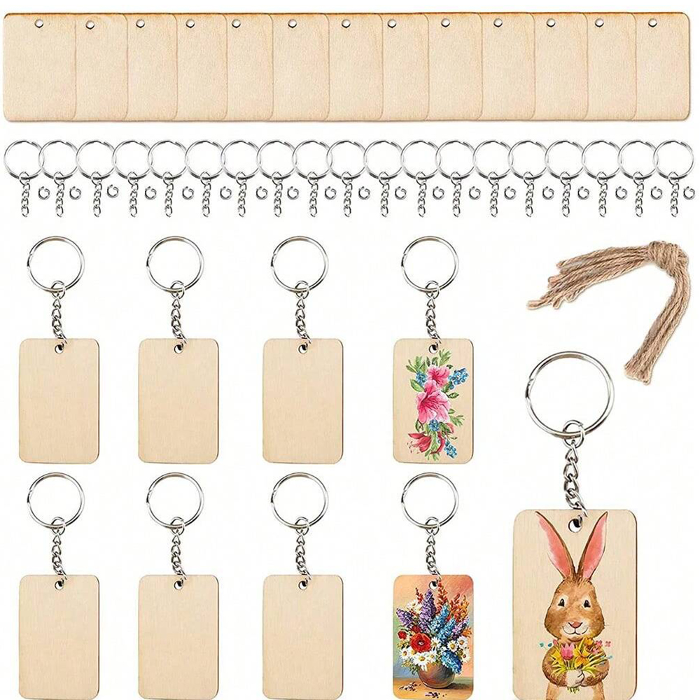 60 pièces porte-clés en bois v - Wood Ring Blank avis et prix