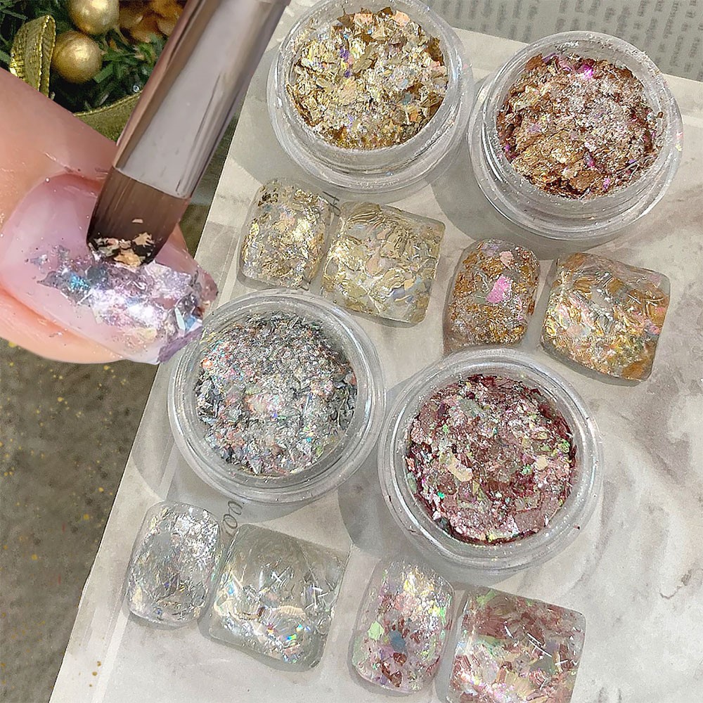 4 pots brillant or argent feui - Gold Foil Flakes avis et prix