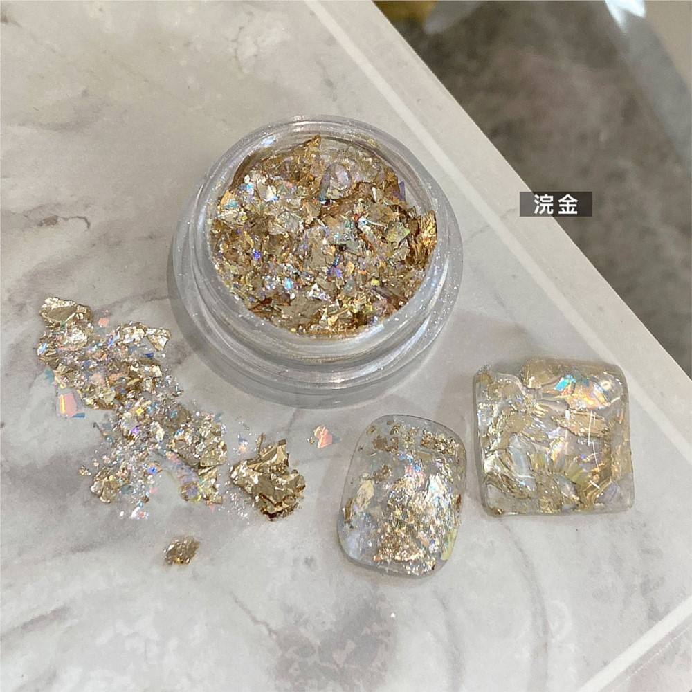 4 pots brillant or argent feui - Gold Foil Flakes avis et prix